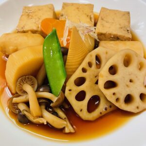 Simmered chicken and root vegetables