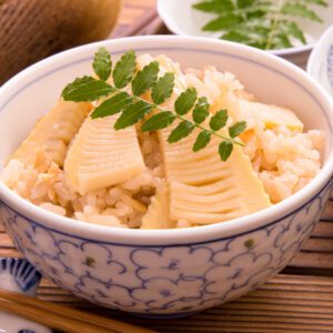 Rice cooked with bamboo shoots