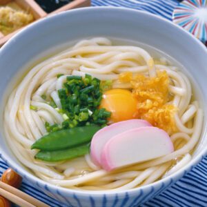 Tsukimi udon(noodle soup topped with egg yolk)